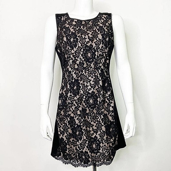 Boston Proper Dresses Boston Proper Black Lace Overlay Cocktail